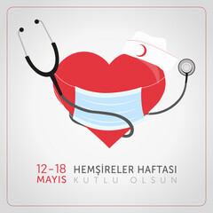 D&uuml;nya hemşireler haftası kutlu olsun design. Translate: World nurses day celebration. Vector illustration.