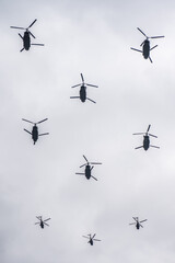 Helicopters Flying in Formation