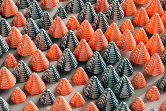 Three dimensional pattern of gray and red cones