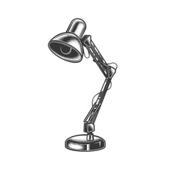 Original monochrome vector illustration. Table lamp for work in the office and at home.