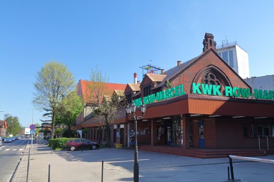 RADLIN, POLAND - MAY 11, 2021: KWK ROW-Marcel coal mine in Radlin, Poland. The coal mine is part of Polska Grupa Gornicza (PGG, English: Polish Mining Group).