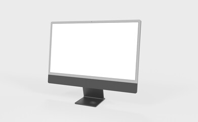 Computer display mock up with blank white screen. Stylish desktop computer mockup. new in 3d