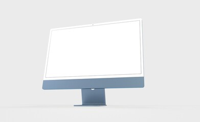 Computer display mock up with blank white screen. Stylish desktop computer mockup. new in 3d