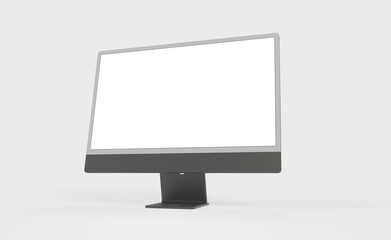 Computer display mock up with blank white screen. Stylish desktop computer mockup. new in 3d