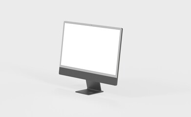Computer display mock up with blank white screen. Stylish desktop computer mockup. new in 3d
