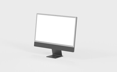 Computer display mock up with blank white screen. Stylish desktop computer mockup. new in 3d