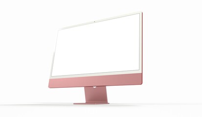 Computer display with blank white screen 3d - obrazy, fototapety, plakaty