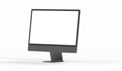 Computer display with blank white screen 3d