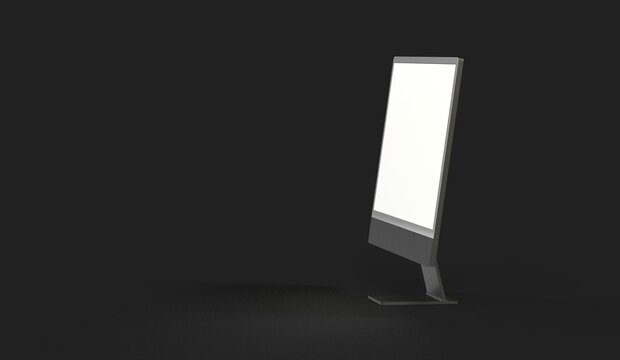 Computer display with blank white screen 3d