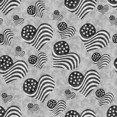 Naklejka premium Illustration gray USA flag hearts pattern background that is seamless