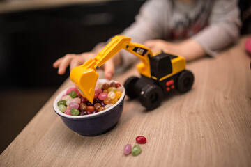 child playing with toys