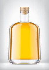 Glass Bottle with Cork on background. 