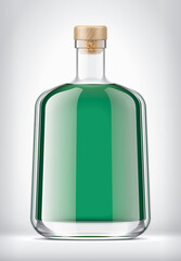 Glass Bottle with Cork on background. 