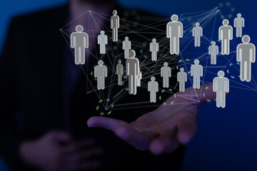 Business people silhouettes network team