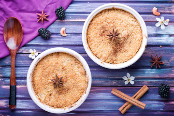 crumble fresh home made blackberry and apple pie