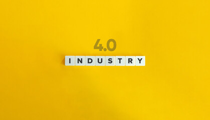 Fourth Industrial Revolution Banner and Concept. Block letters on bright orange background. Minimal aesthetics.