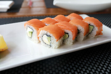 Plate with set of sushi