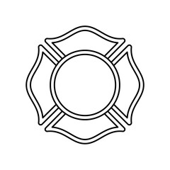 Firefighter Maltese Cross outline icon. Clipart image isolated on white background