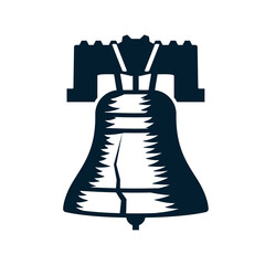 Liberty bell philadelphia icon. Clipart image isolated on white background - obrazy, fototapety, plakaty