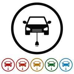 Electric car ring icon isolated on white background color set