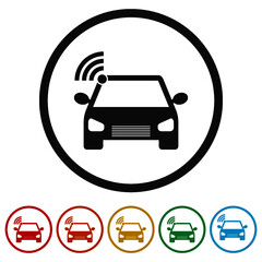 Obraz premium Smart car ring icon isolated on white background color set