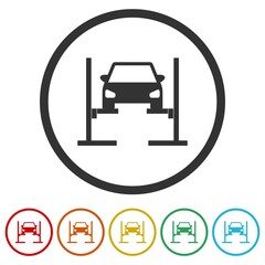 Car lifted ring icon color set