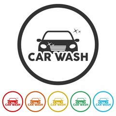 Car wash ring icon isolated on white background color set