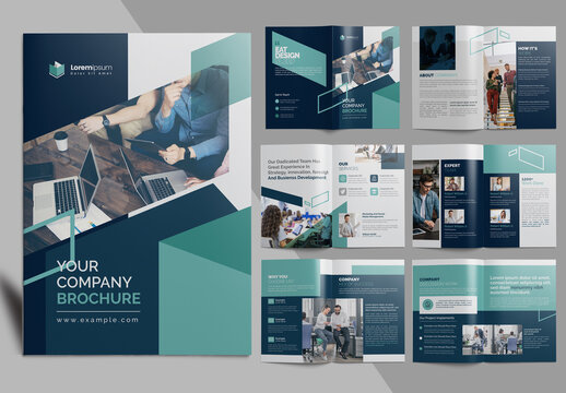 Corporate Brochure Layout with Dark and Blue Vector Accents 