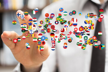 Global communication, international messaging and translation concept