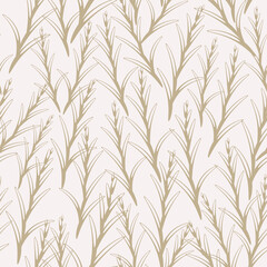 Branch seamless vector pattern in light colors. Tender beige background with floral elements