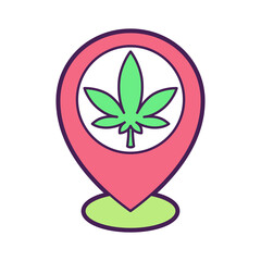 Isolated cannabis pin map natural medicine icon
