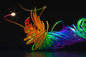 Digitally generated image, multicolor fiber optic wires