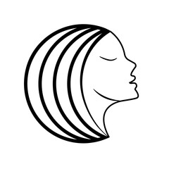 Vector illustration of a woman face silhouette. logo design. Beauty emblem