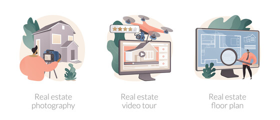 Real estate listing services abstract concept vector illustrations.