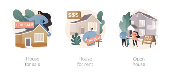 Real estate agent service abstract concept vector illustrations.