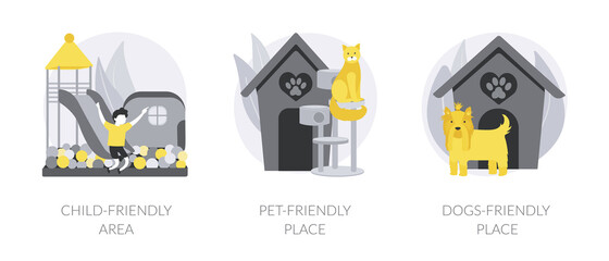 Inclusive public places abstract concept vector illustrations.