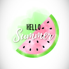 Hello summer banner with watermelon