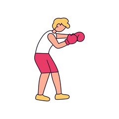 Isolated male athlete character icon boxing