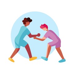 Isolated male athlete character icon boxing