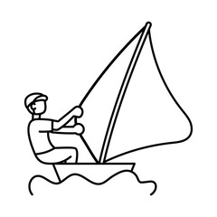 Isolated athlete character icon practicing sailing