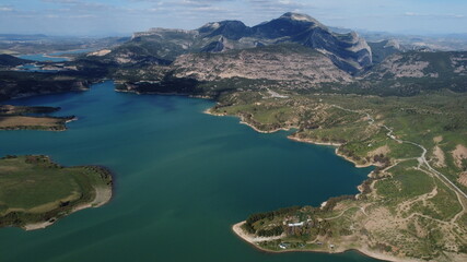 Fototapeta premium Aerial view of the Conde del Guadalhorce reservoir