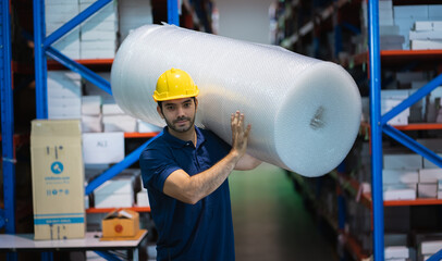 business warehouse logistic concept. people working in factory warehouse