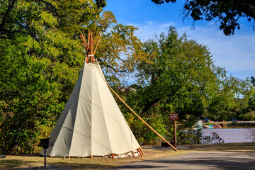 Tipi near Lake Watonga in Roman Nose State Park, Watonga, Oklahoma, USA