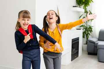Two pupils of elementary school, Back to school.