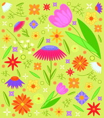 Vector floral pattern for fabric, textile and wrapping paper. Delicate, spring floral background. Vector eps.