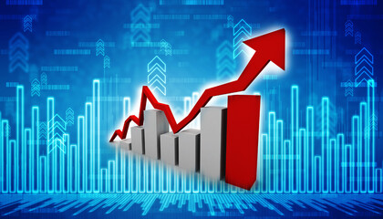 3d rendering Stock market online business concept. business Graph 

