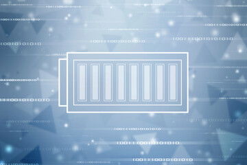 2d rendering Electrical energy and power supply source concept, accumulator battery with charging level indicator