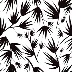 Endless black and white floral pattern.