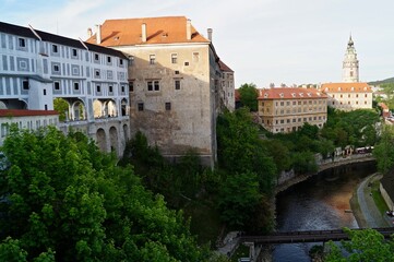 Fototapeta na wymiar Cesky Krumlov Castle Complex and Bridge