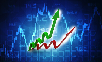 3d rendering Stock market online business concept. business Graph 
